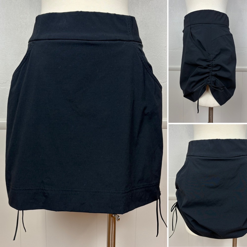 Columbia Anytime Casual Ruched Skort Size M Black Pockets Sporty UPF 50 Outdoors